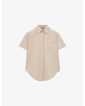 Loewe X Paula's Ibiza Short-Sleeve Anagram-Embroidered Cotton-Poplin Shirt - Natural