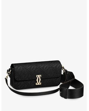 Cartier C De Embroidered-Leather Cross-Body Bag - Black
