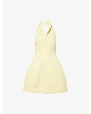Odd Muse Zip-Collar Cotton-Blend Mini Dress - Yellow