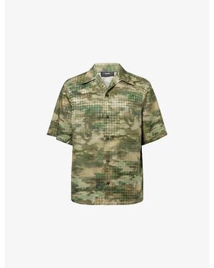 Amiri Quad Camoflage Short-Sleeve Woven Camp Shirt - Green