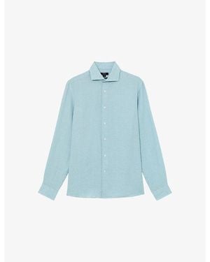 Reiss Ruban Long-Sleeved Linen Shirt - Blue