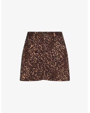 Levi's Icon Leopard-Print Denim Mini Skirt - Brown