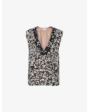 Dries Van Noten Embellished Sleeveless Woven Top - Black