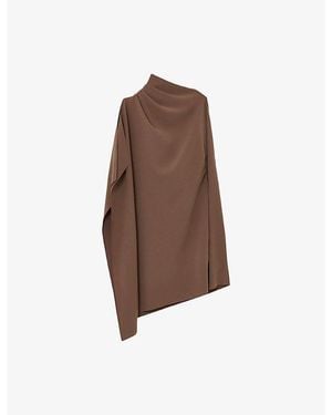 Reiss Ellery One-Shoulder Draped Woven Mini Dress - Brown