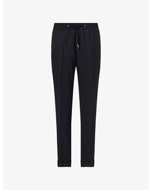Paul Smith Drawstring Tapered-Leg Wool Trousers - Blue
