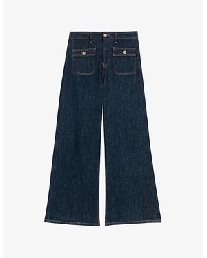 Maje Patch-Pocket Straight-Leg Stretch-Denim Jeans - Blue
