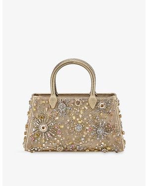 BVLGARI Serpentine Duette Crystal-Embellished Top-Handle Bag - Metallic