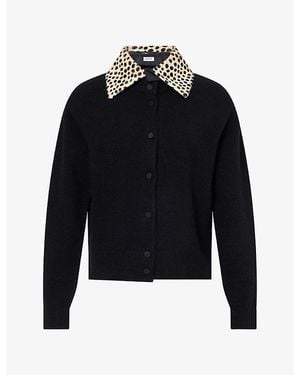 RÓHE Frames Lea Cheetah-Effect Wool Cardigan - Blue