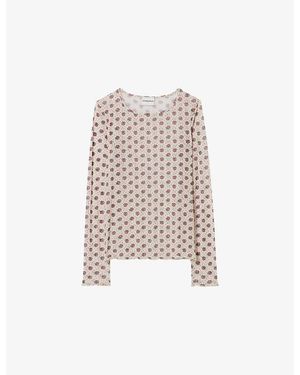 Claudie Pierlot Printed Long-Sleeved Mesh T-Shirt - Multicolour