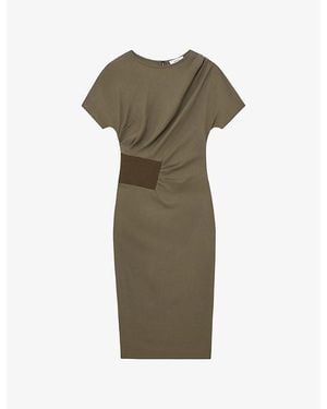 Reiss Etta Ribbed-Panel Stretch-Jersey Midi Dress - Green