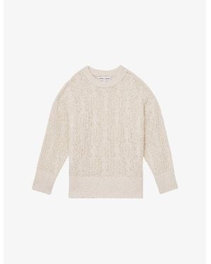 Reiss X Les 100 Ciels Oakley Bouclé-Texture Knitted Jumper - White
