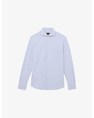 Reiss Solarko Cutaway-Collar Stretch-Woven Seersucker Shirt - Blue