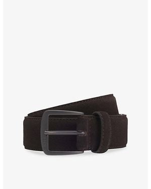 BOSS Branded-Buckle Suede Belt - Black