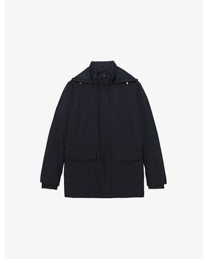 Reiss Lord Hooded Zip-Through Padded Woven Coat - Blue
