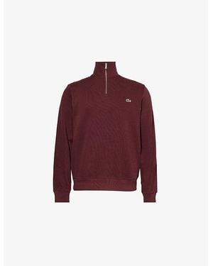 Lacoste Logo-Appliqué Half-Zip Cotton Sweatshirt - Red