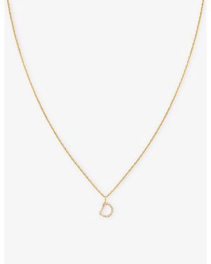 Astrid & Miyu Letter D 18Ct-Plated Recycled Sterling- And Cubic Zirconia Pendant Necklace - Metallic