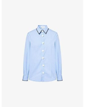 Sister Jane Isak Striped Cotton-Blend Shirt - Blue