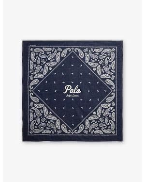 Polo Ralph Lauren Branded Paisley Cotton Bandana 68.5Cm X 68.5Cm - Blue