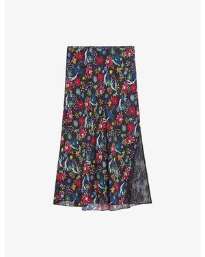 Zadig & Voltaire Jayla Floral-Print Woven Maxi Skirt - Blue