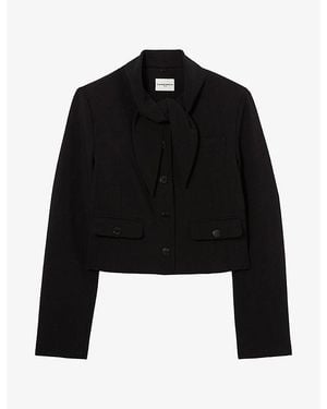 Claudie Pierlot Detachable-Scarf Crepe Jacket - Black