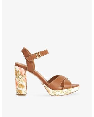 Dune Monique Heeled Leather Sandals - Metallic