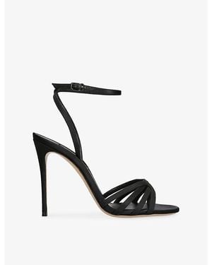 Casadei Julia 100 Satin Heeled Sandals - Black