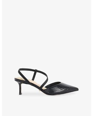 Dune Charming Leather Slingback Courts - White