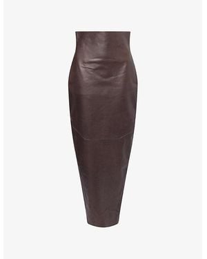Rick Owens Dirt Pillar Slim-Fit Coated-Denim Maxi Skirt - Brown