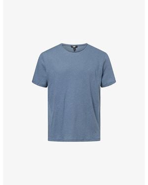 PAIGE Monroe Short-Sleeve Cotton And Linen-Blend T-Shirt - Blue