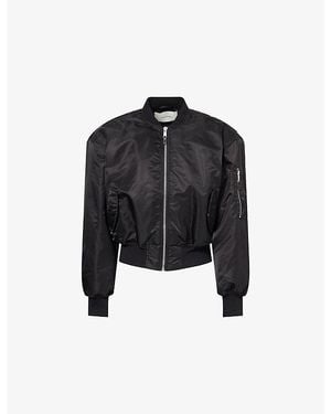 Entire studios Cropped Broad Nylon Bomber Jacket - Black