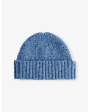 Whistles Ribbed Brushed Wool Beanie Hat - Blue