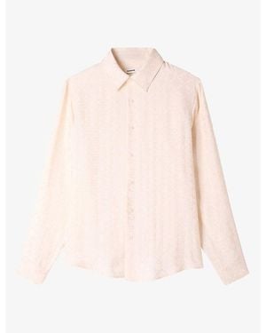 Sandro Grid-Pattern Long-Sleeved Woven Shirt - Pink