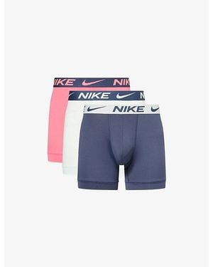 Nike Essential Micro Pack Of Three Jersey Boxer Briefs - Blue