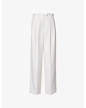 Givenchy Double-Pleat Straight-Leg Wool-Blend Trousers - White
