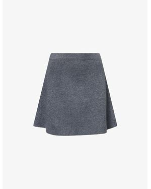 PAIGE Pomme Flared Knitted Mini Skirt - Blue