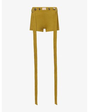 Jean Paul Gaultier Straps Ribbed Cotton-Knit Shorts - Yellow