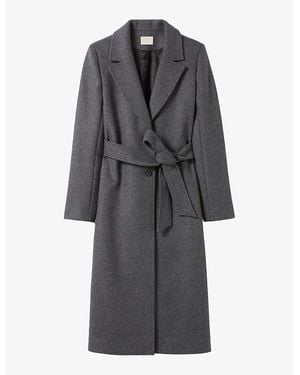 Claudie Pierlot Single-Breasted Belted Wool-Blend Coat - Grey