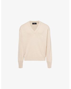 dunhill V-Neck Relaxed-Fit Cotton And Cashmere-Blend Jumper - Natural