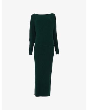 eem Boat-Neck Ribbed-Knit Midi Dress - Green