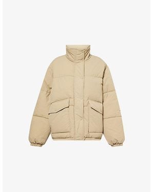 ADANOLA Funnel-Neck Long-Sleeves Shell Puffer Jacket - Natural
