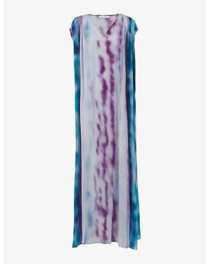 eem Ombre-Print V-Neck Woven Kaftan - Blue