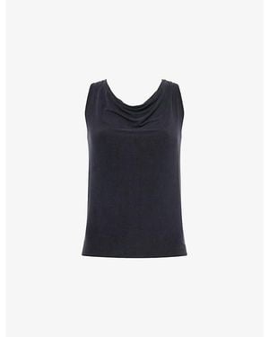 Peachy Den Kylie Cowl-Neck Stretch-Woven Top - Blue