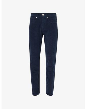 Eleventy Straight-Leg Corduroy Cotton Blend Trousers - Blue