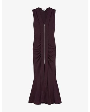 Reiss Scarlett Zip-Front Crepe-Jersey Maxi Dress - Purple