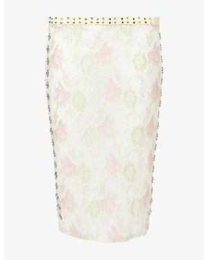 Jaded London Fioretta Studded Lace Midi Skirt - White