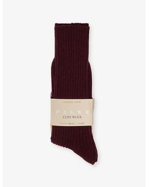 FALKE Cosy Wool Ribbed Knit Socks - Red