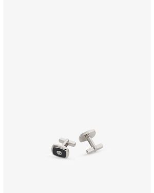 BOSS Double Monogram Enameled Brass Cufflinks - White
