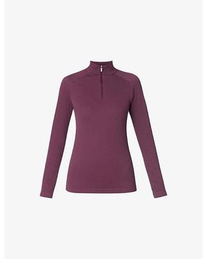 Sweaty Betty Ribbed Chevron Half-Zip Base Layer Ski Top - Purple
