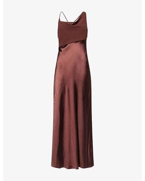 4th & Reckless Klaudia Asymmetric Satin Maxi Dress - Purple