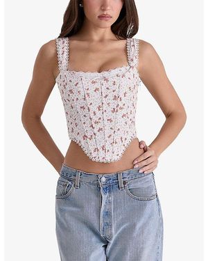 House Of Cb Kikki Stretch-Cotton Corset Top in White | Lyst